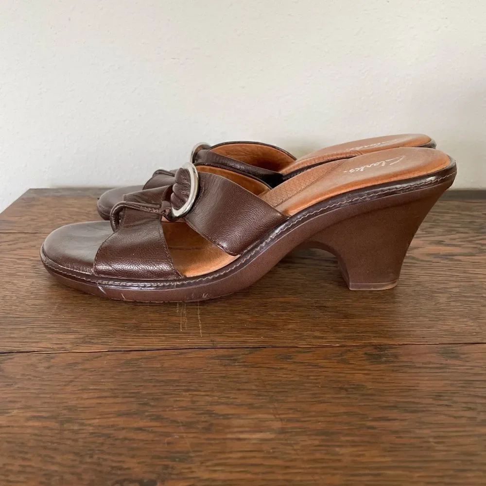 Clarks Leather Heeled Sandals Size 9M